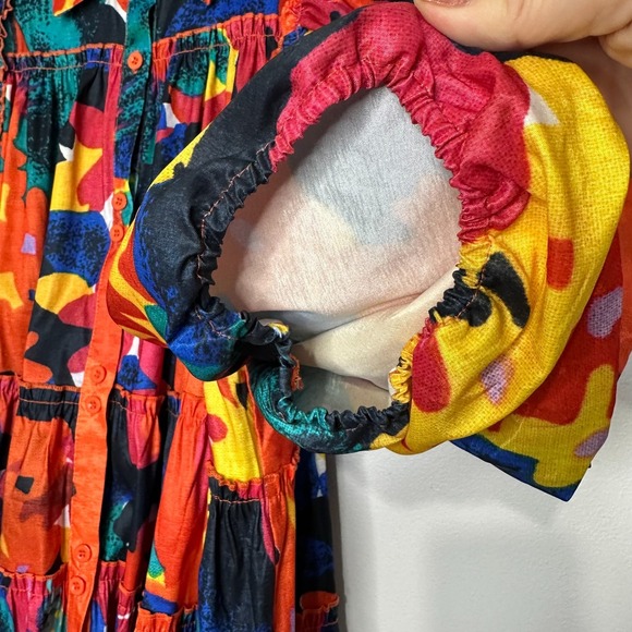 Love Highlight Exaggerated Puff Sleeve Mini Dress XL Multicolor Tiered - Picture 5 of 10